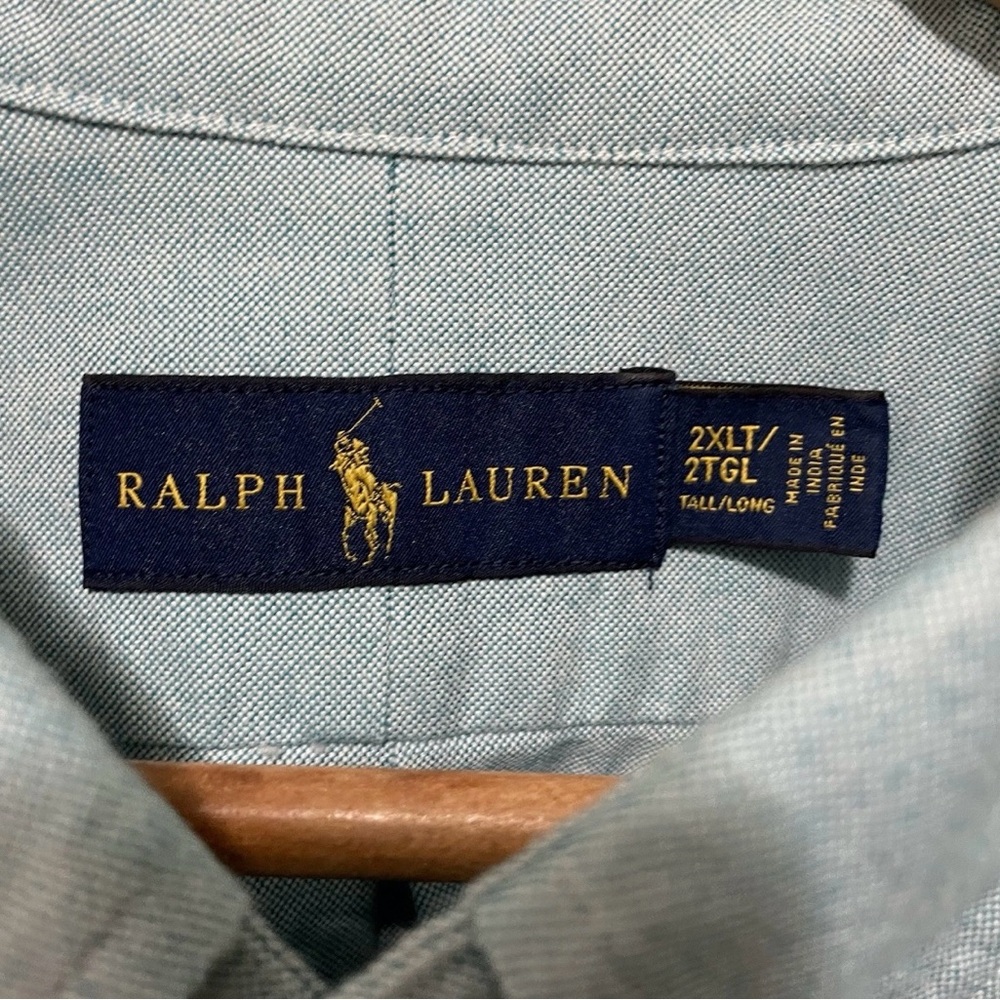 Polo Ralph Lauren Men’s 2XLT Tall Blue Short Sleeve Button Down Shirt - Picture 5 of 7